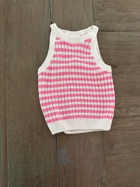Cat & Jack Pink and White Knit Sleeveless Tank Top